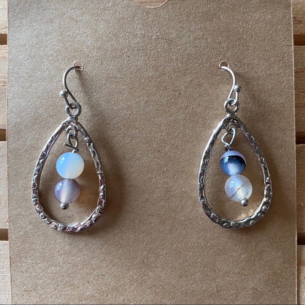 Handmade Chalcedony Agate Teardrop Earrings